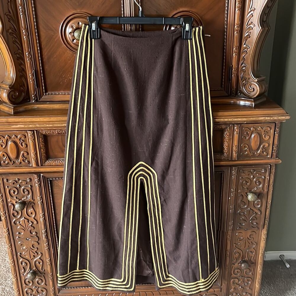 NWT Moschino Couture Aeffe brown and gold wool maxi skirt.